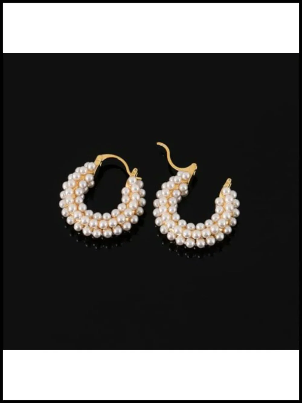 14K Gold Plated Pearl Hoop Earrings for Women Chunky Statement Round Huggie
